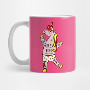 Funny design Tattooed Unicorn and FREE HUGS Mug